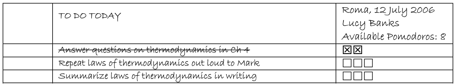 To Do Today Sheet Example