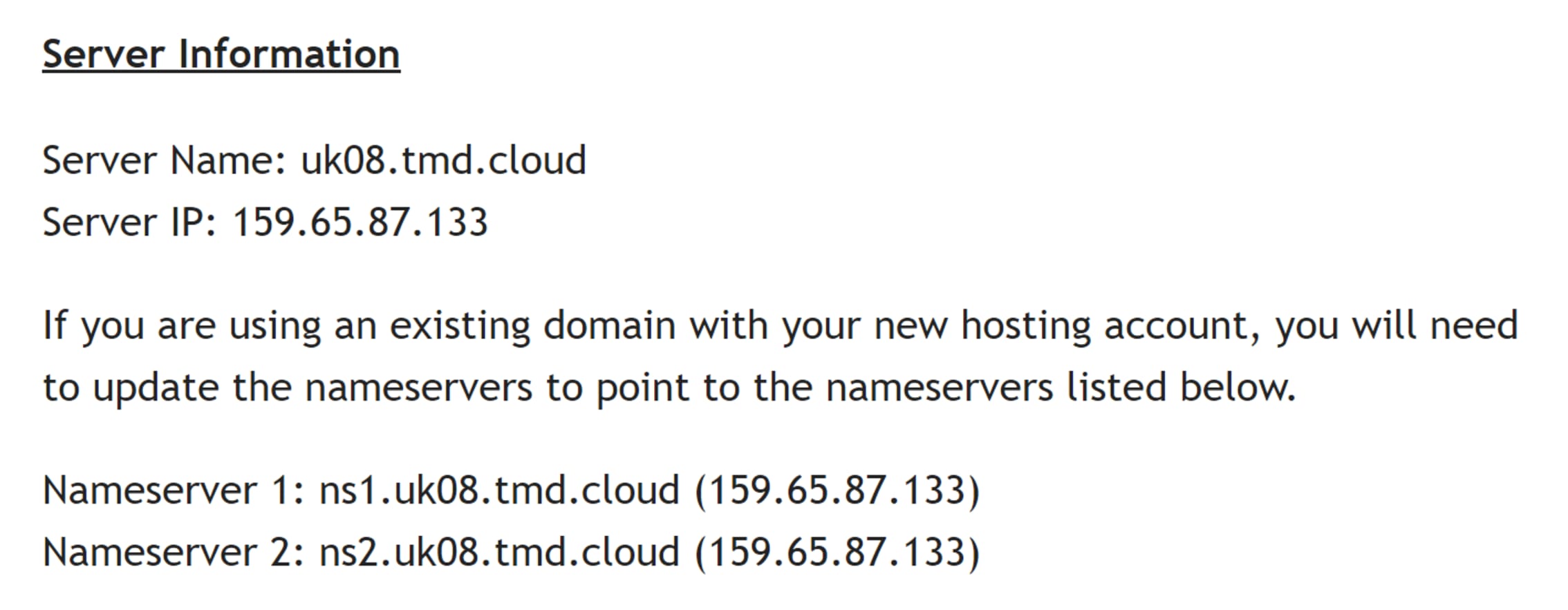 Welcome email showing IP Address.